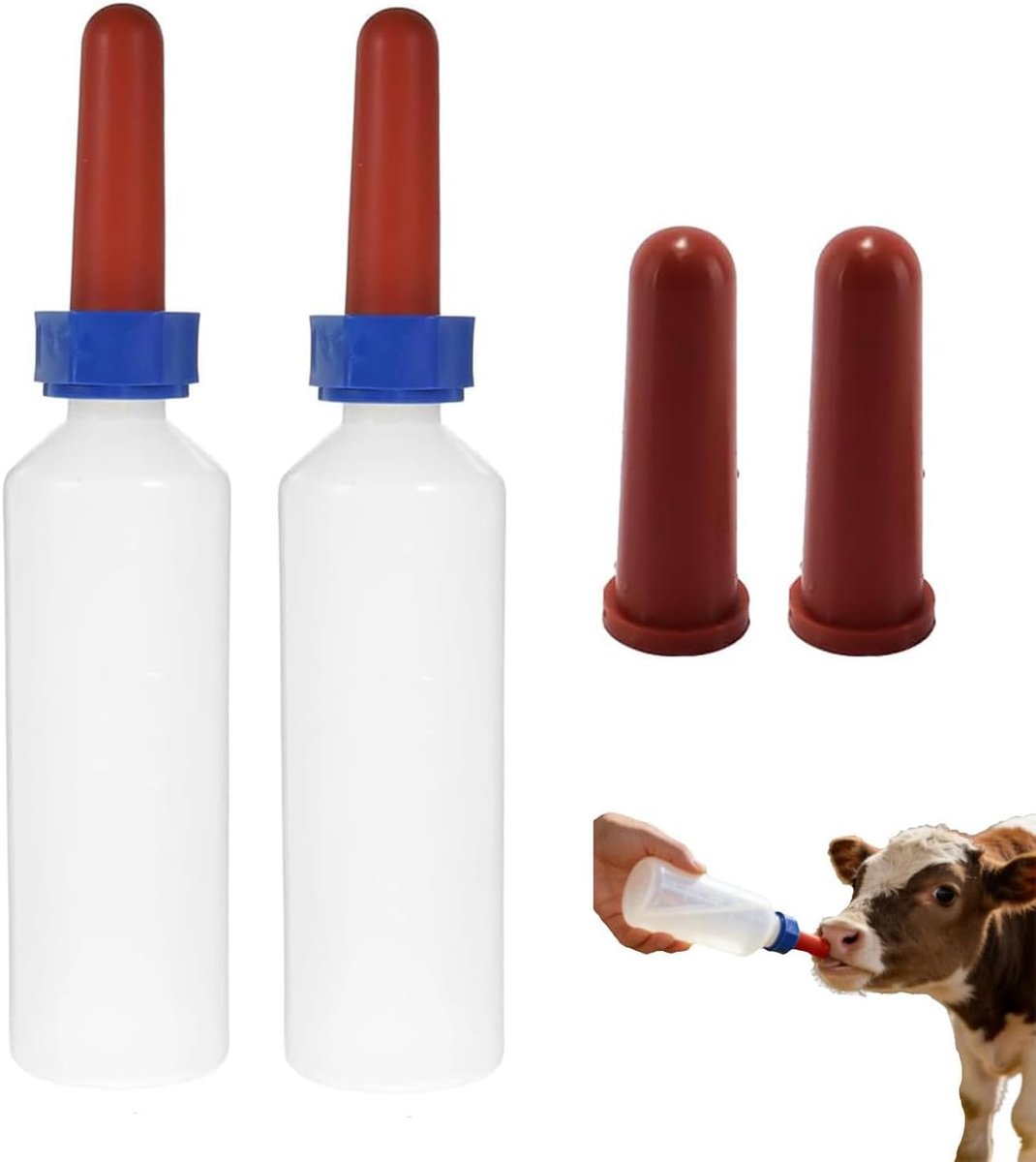 500 ml calf milk feed, 2 calfskin bottles + 4 pistons, feeding bottles with transparent shell, suitable for calves - ShopVlot