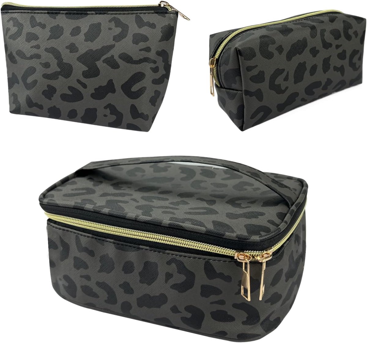 3 Pcs Cosmetic Bag, Travel Makeup Bag, Women Makeup Bags Makeup Brush Bag, PVC Cosmetic Bag with Large Capacity - ShopVlot