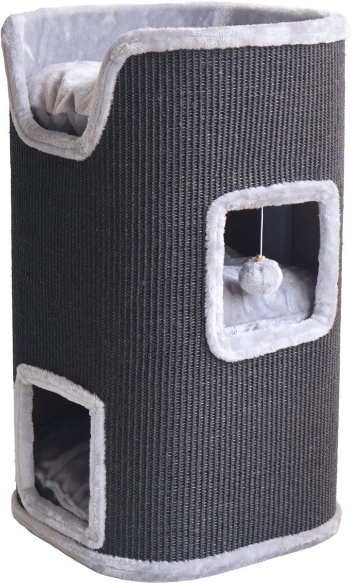 Boon Krabmeubel Sisal 2-gts Zwart/Grijs 75 CM + Jelka Matatabi Startpakket