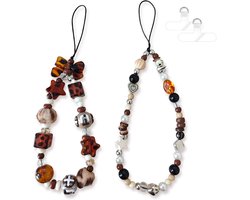 2 Pcs Beaded Phone Wristband, Cute Handmade Digital Camera Charm Strap, Phone Charms, Anti-loss Hand Strap, Elegant - ShopVlot