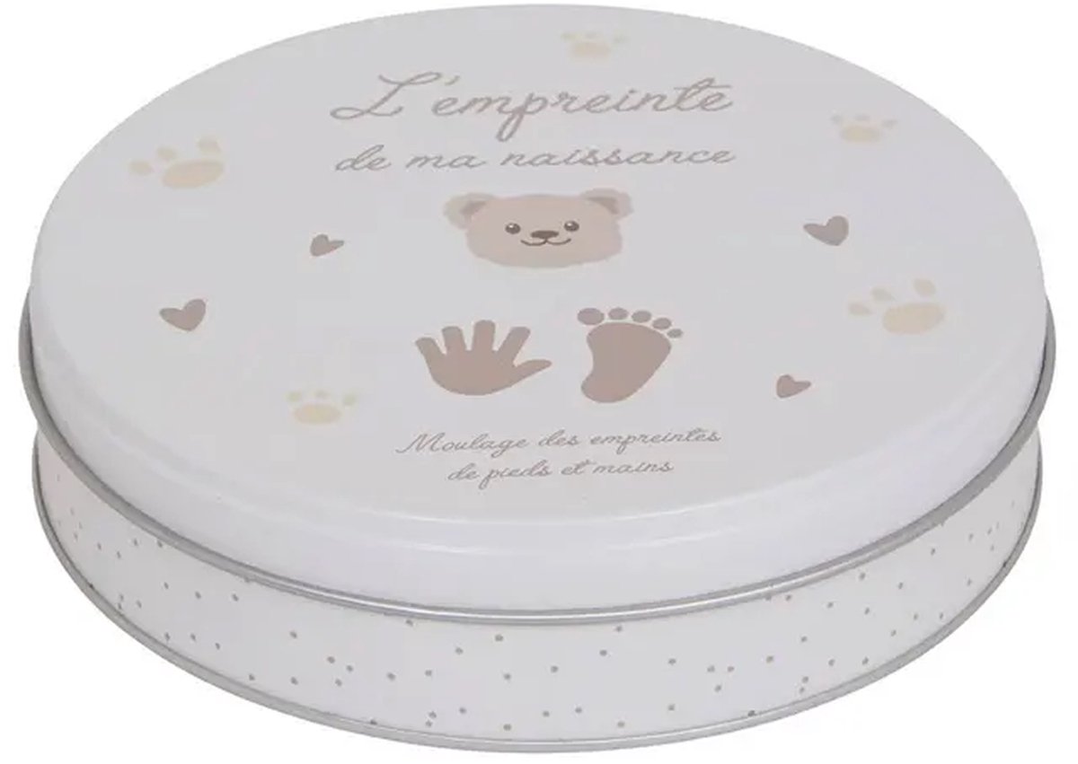 Atmosphera Geboortegeschenkset - Baby Hand- en Voetafdrukset met Teddybeer - Beige