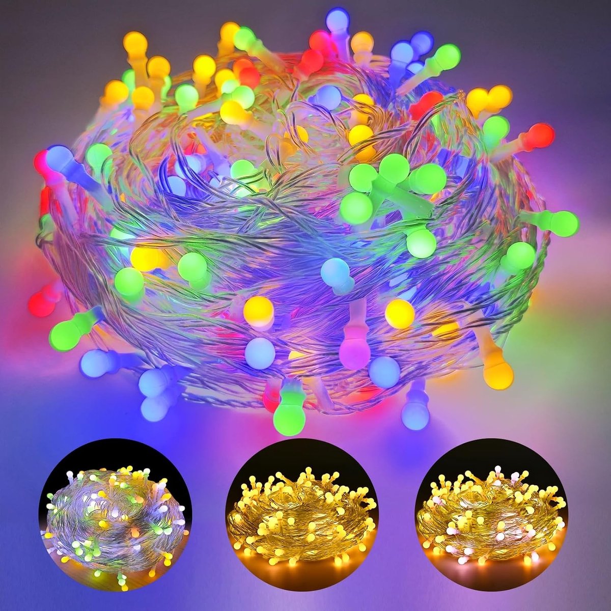 Lichtsnoer voor Buiten - Meerkleurig met Warm Geel - 23 m - IP44 LED-Lichtketting voor Feest en Decoratie