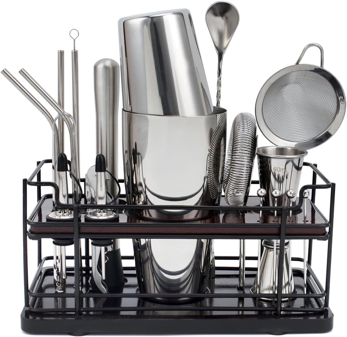 Cocktailset 20-delig - RVS shaker 830ml - Met baraccessoires en receptenboek - Perfect voor thuis of professionele bartenders