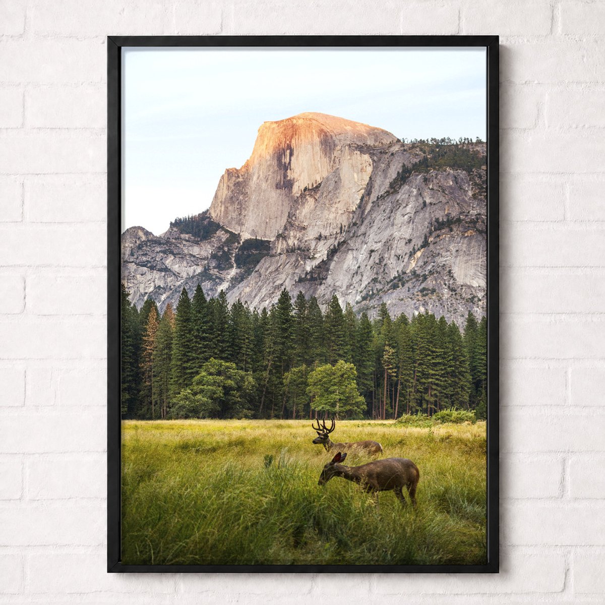 Herten in de Bergvallei Poster - Wildlife Landscape Collection - Natuur Posters - A2+ 43,2 x 61 cm