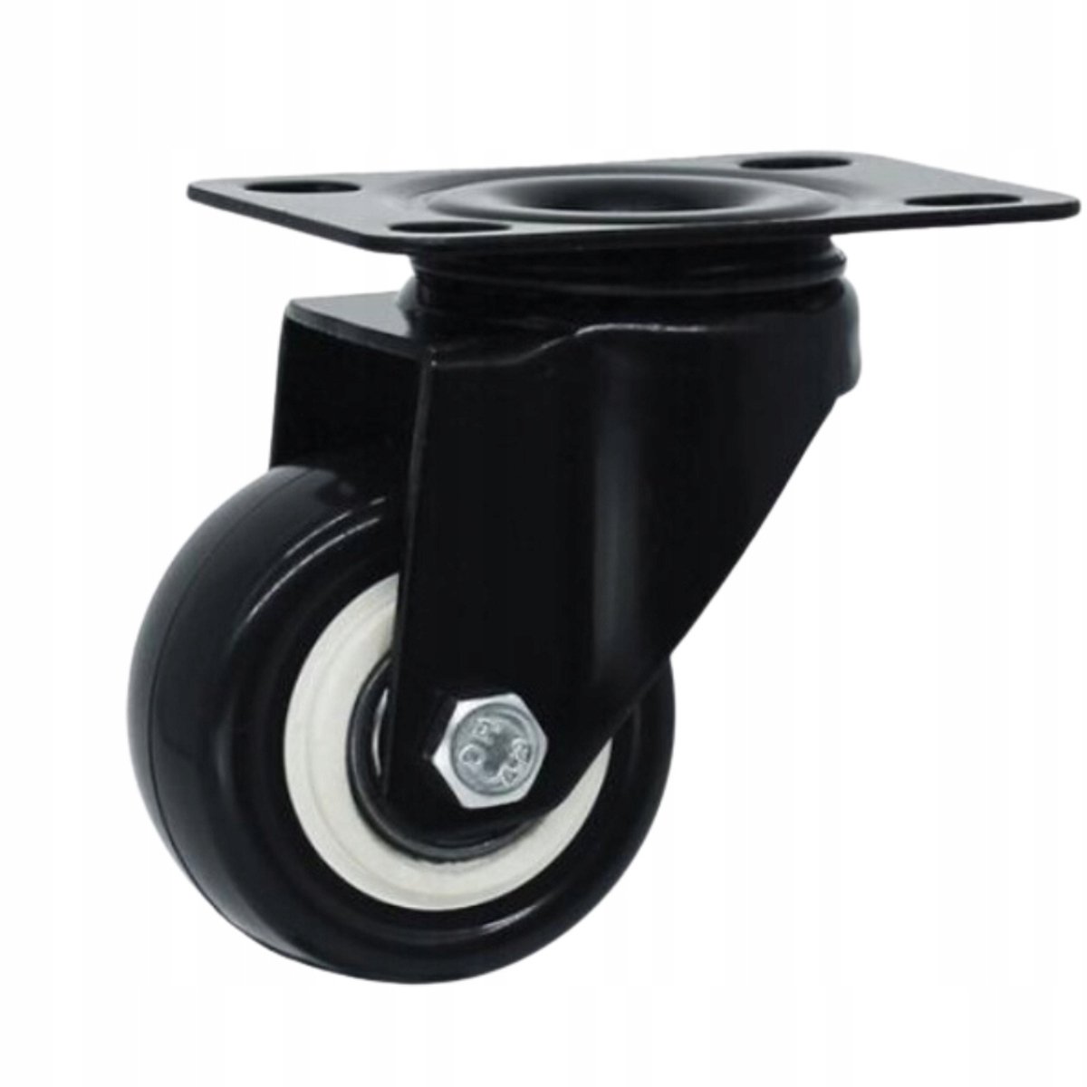 Zwenkwiel 75mm PVC Zwart 70kg met Plaat voor Kasten & Rekken
