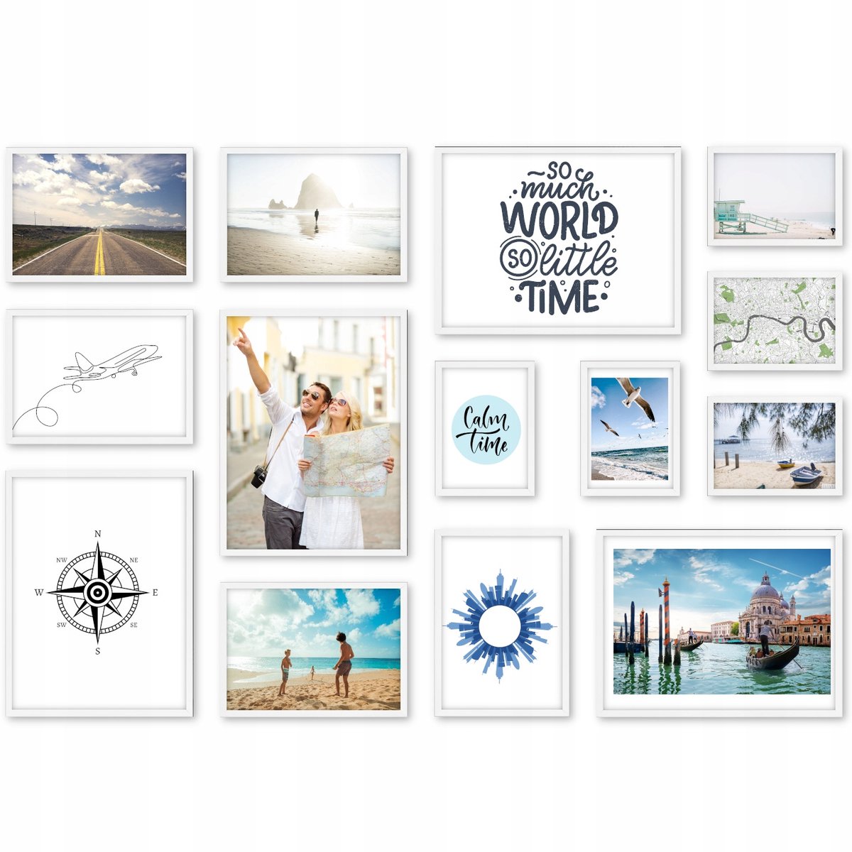 Set van 14 Witte Fotolijsten Galerij Wanddecoratie