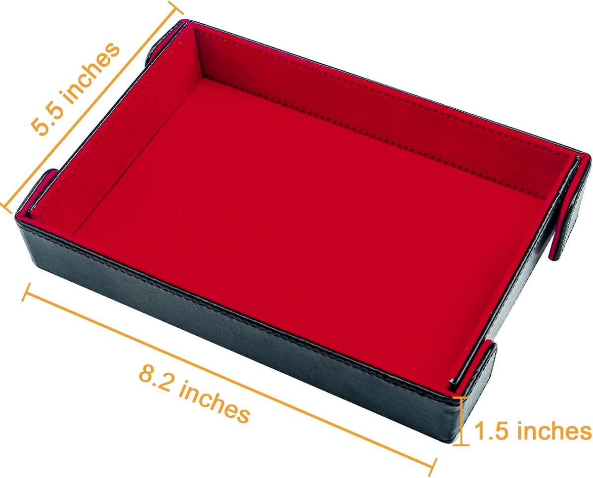 Magnetische Dobbelstenen Dienblad - Rood en Koningsblauw - Opvouwbaar - Fluwelen en Leren Materialen - Voor DND Spellen