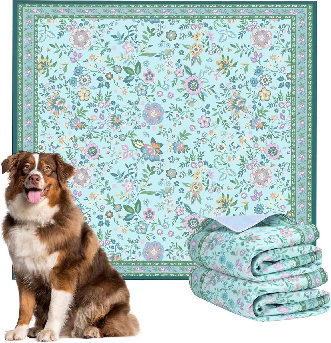 Hondentrainingspads 122 x 122 cm - Wasbaar en waterdicht - Bloemenpatroon - Voor zindelijkheidstraining