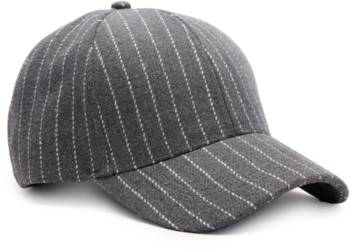 Manfield - Dames - Grijs met witte gestreepte pet - Maat 1