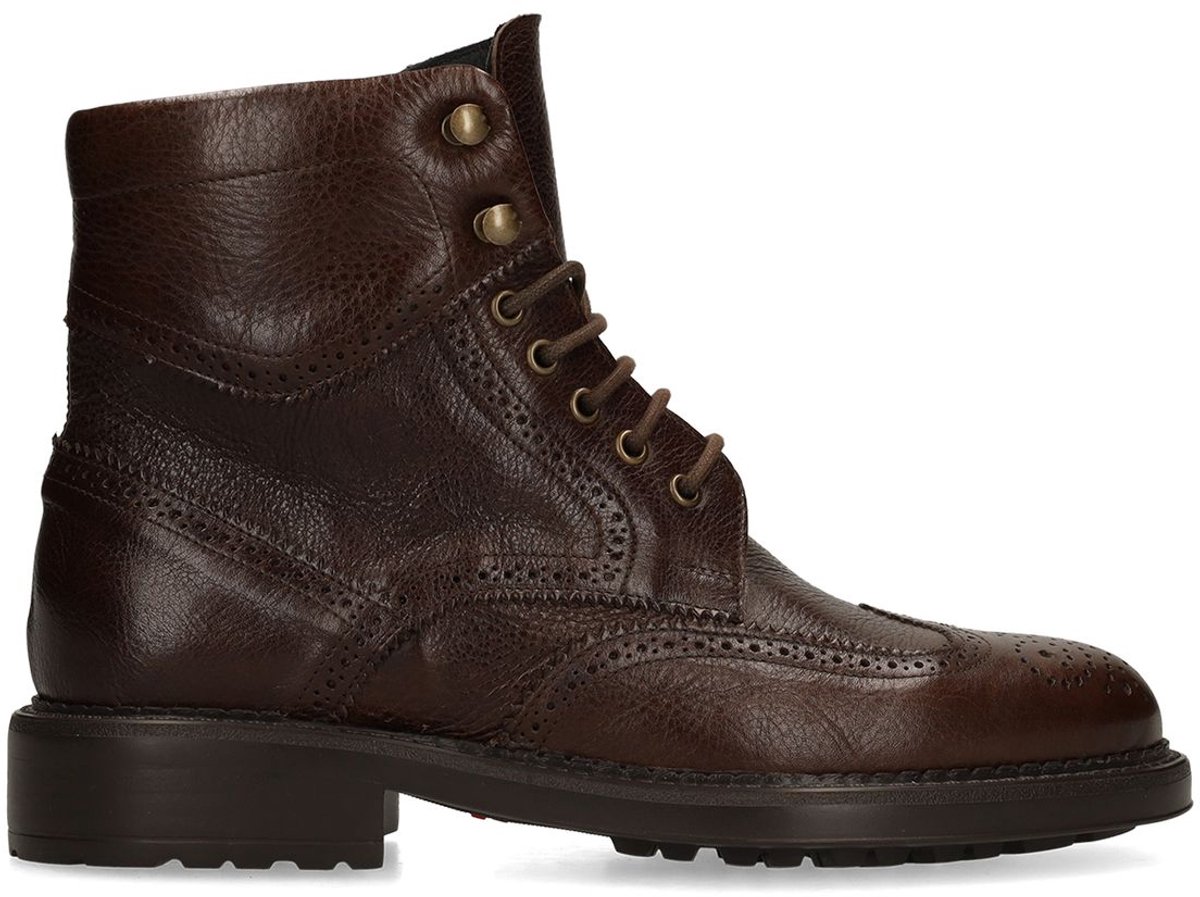 Black label - Heren - Bruine leren veterboots - Maat 44