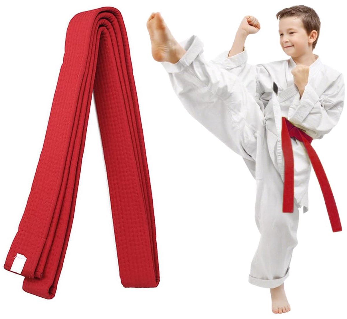 Rode Taekwondo- en Judo-gürtel 220 cm voor kinderen en volwassenen