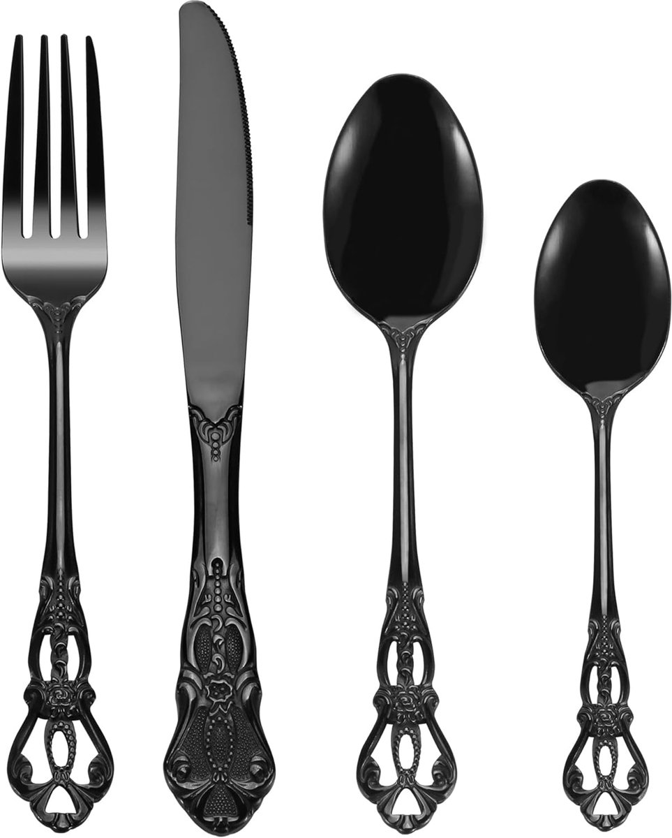 Bestekset voor 6 Personen - 24-delige RVS Tafelgerei - Antiek Barok Design - Perfect voor Feestelijke Diner