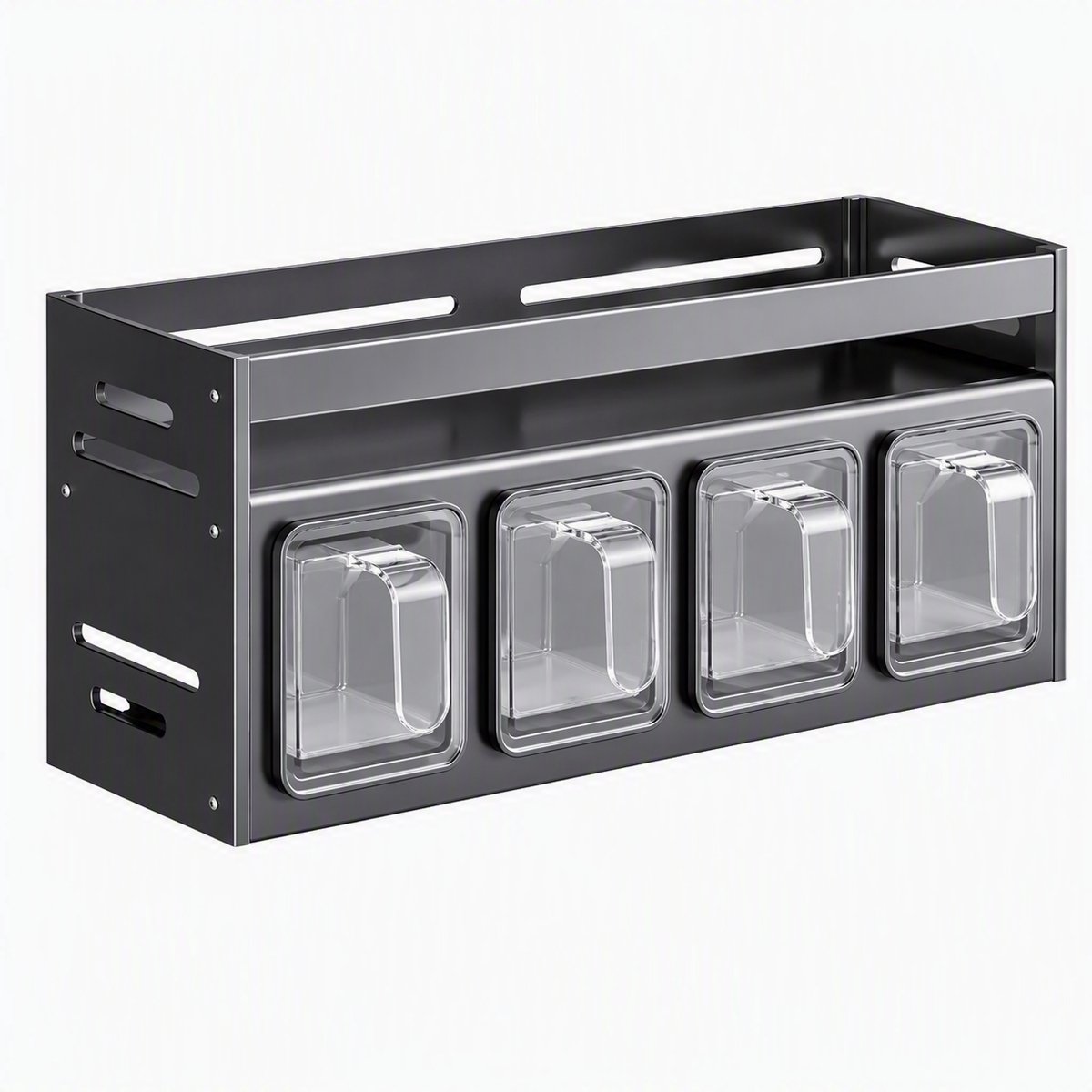 Nutrella Kruidenrek - Keukenorganizer - Kruidenrek ophangbaar - Kruidenrek staand - Zonder boren - 10.5 x 35 x 11.8 cm - Zilver