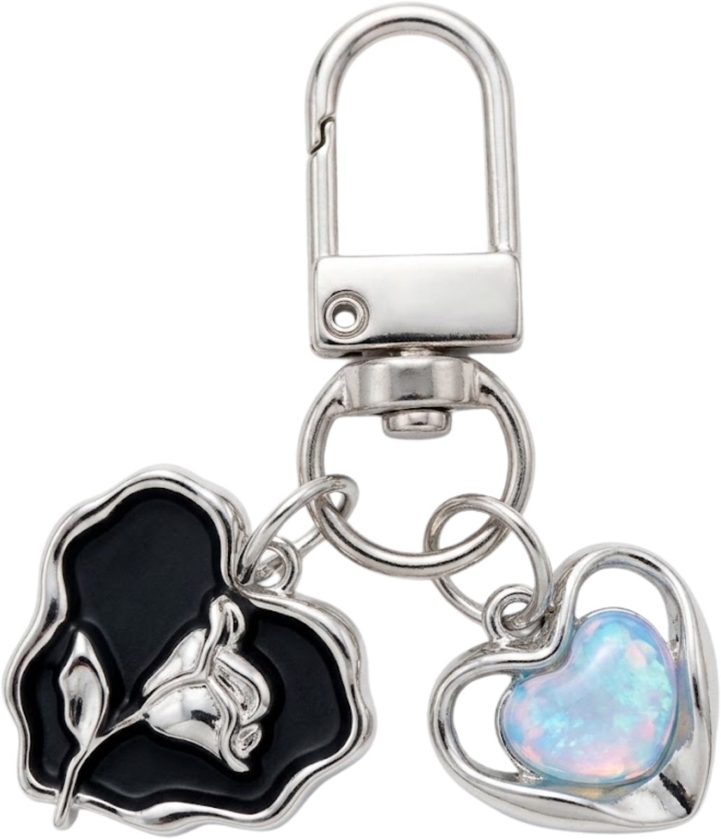 Ainy - Sleutelhanger Hart Zwart | Metaal Keychain voor kinderen en volwassenen