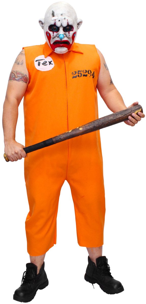 Ghoulish Jumpsuit Clown Met Masker Polyester Oranje Maat L