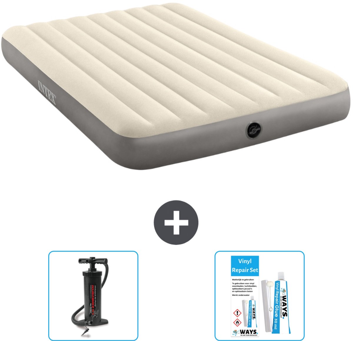 Intex Luchtbed - 2-Persoons - 152 x 203 x 25 cm - Beige - Inclusief Accessoires CB13