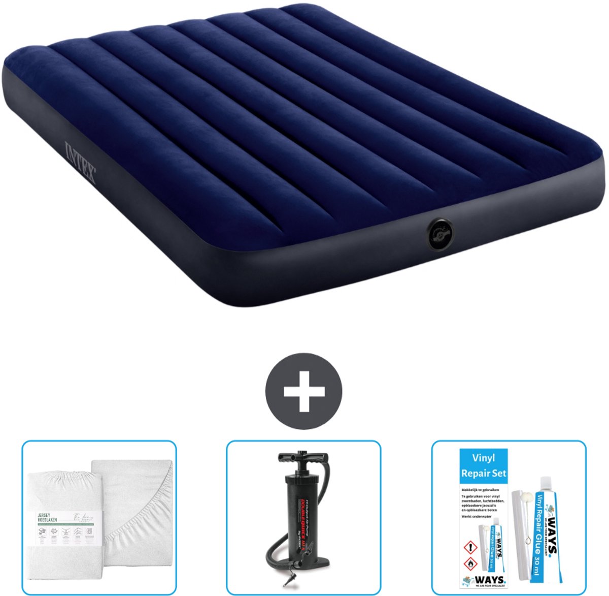 Intex Luchtbed - Twijfelaar - 137 x 191 x 25 cm - Blauw - Inclusief Accessoires CB3