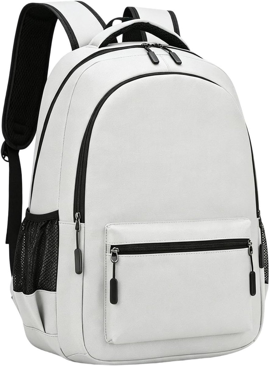 Damesrugzak met capaciteit, waterdicht, verstelbare schouderriem, Lichte schoolrugzak voor kantoor, reizen, zakenreizen, outdoor, laptop, boeken, fles, schrijfwaren（Grijs）