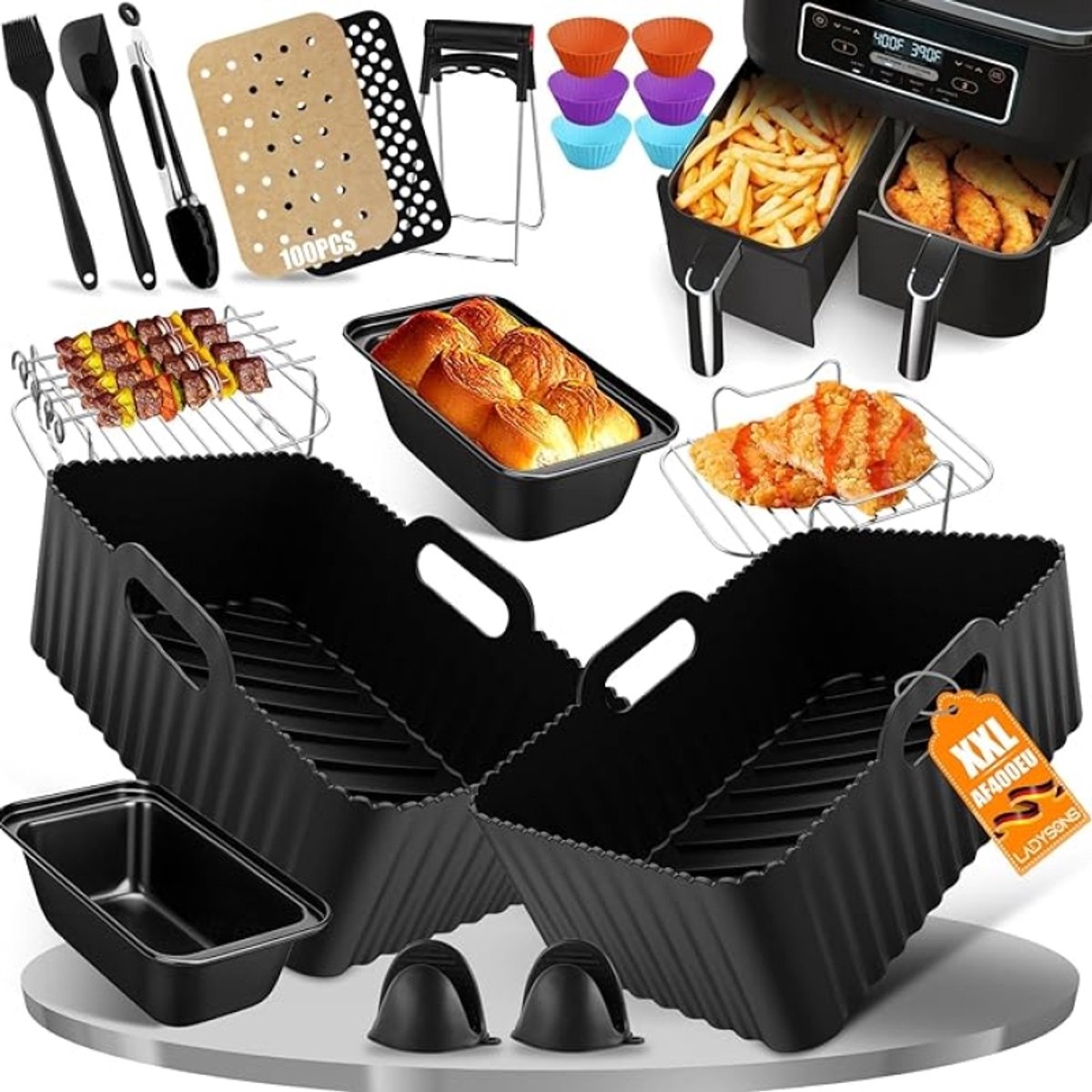 20 stuks Heteluchtfriteuse Accessoires voor Ninja Dual AF400EU & AF300EU & Tower T17088, compatibel met Oven en Magnetron