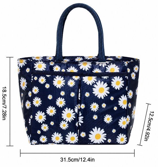 Lunchtas volwassenen - geïsoleerde lunch bag met handvat, compact formaat voor maaltijd, fruit en drinkfles, ideaal voor kantoor, school en reizen - blauw — afbeelding 2