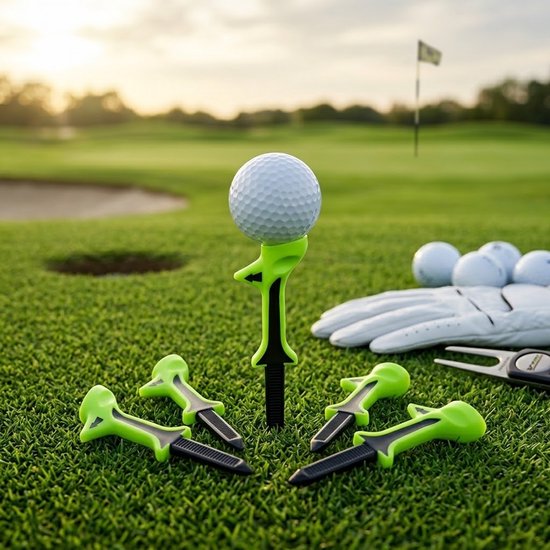 Groene plastic golf tees 12 stuks – golf tees met laag weerstand ontwerp – herbruikbare golf tee – duurzame golf accessoires – geschikt voor training en golfspel — afbeelding 2