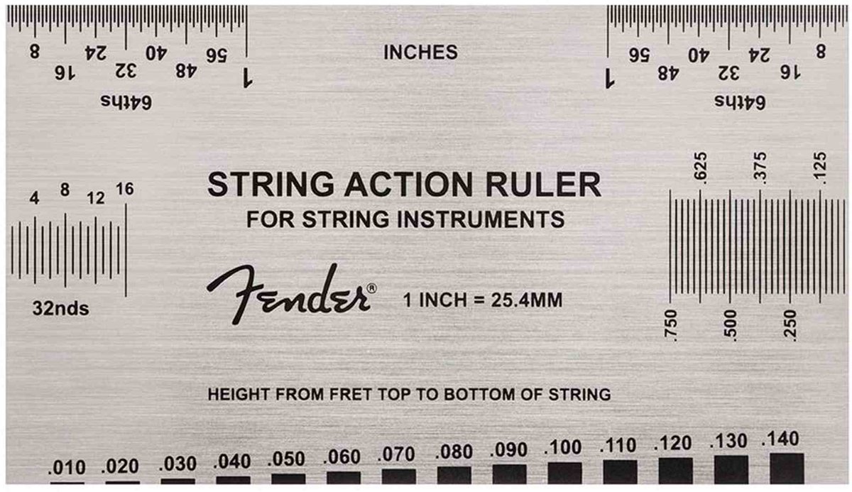 Fender 0990654050 String Action Gauge RVS Inch en mm Meetgereedschap