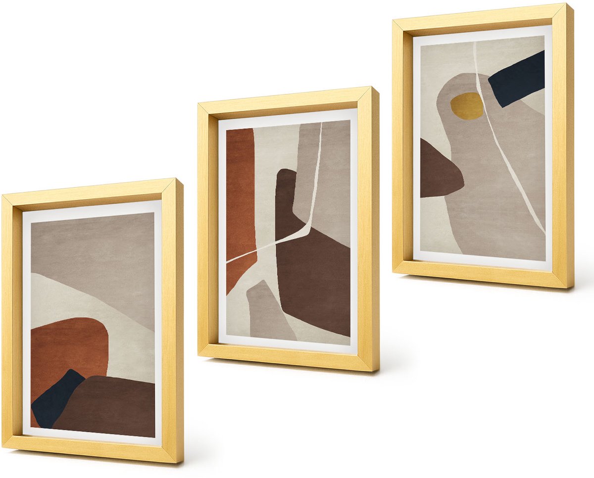 Coloray 4-Delige Schilderij Set - Abstracte boho-schildervormen in moderne stijl - 20 x 30 cm - Moderne Wanddecoratie - Slaapkamer