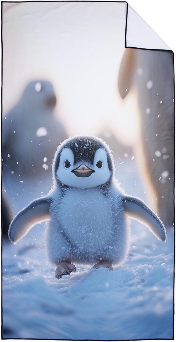 Small Penguin Selfie Beach Towel 90x180cm Quick Dry Bath Towel Sand Free Towel Beach Towel Large Bath Towel Portable - ShopVlot