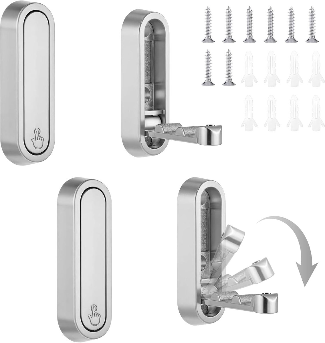 Set of 4 Folding Wall Hooks, Robust Folding Coat Hooks, Zinc Alloy for Bathroom Towel Hook for Hanging Jacket, Bag - ShopVlot