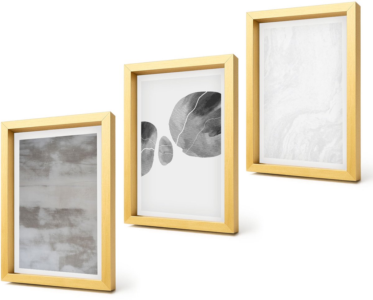 Coloray 4-Delige Schilderij Set - Abstracte vormen en structuren in moderne stijl. - 20 x 30 cm - Wanddecoratie - Muurdecoratie - Moderne Interieurdecoratie - Woonkamer Decoratie
