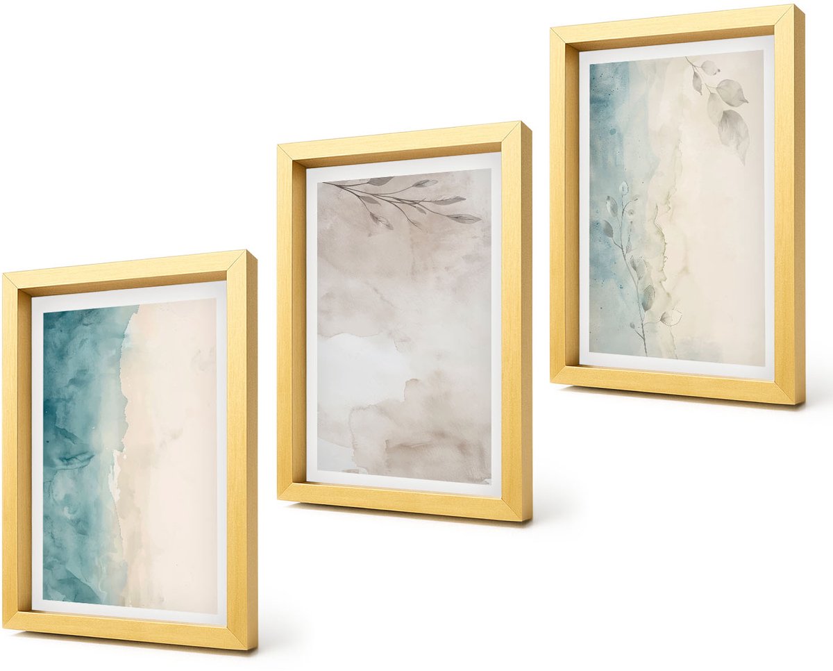 Coloray 4-Delige Schilderij Set - Subtiele aquarelverftextuur - 20 x 30 cm - Wanddecoratie - Schilderijen Set - Interieur - Decoratieve Schilderijen