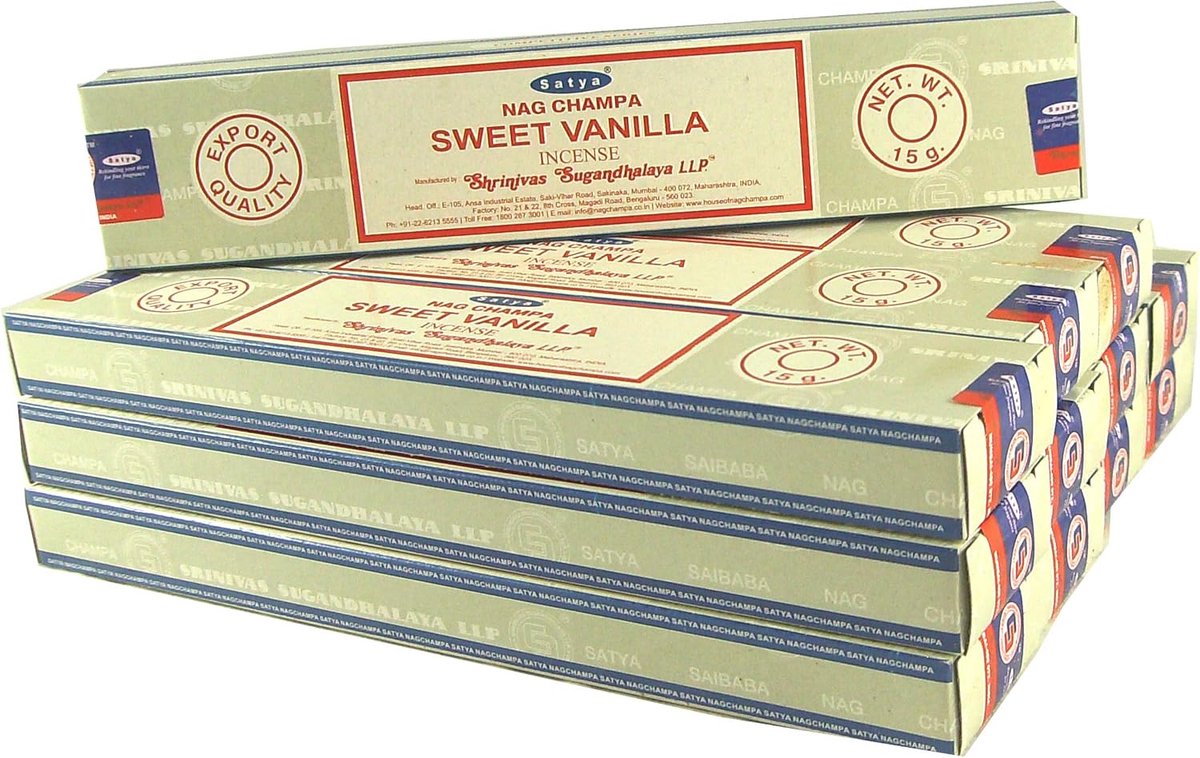 Satya Incense sticks discount set. 12 packs of 15 grams approx. 180 sticks Sweet Vanilla - ShopVlot