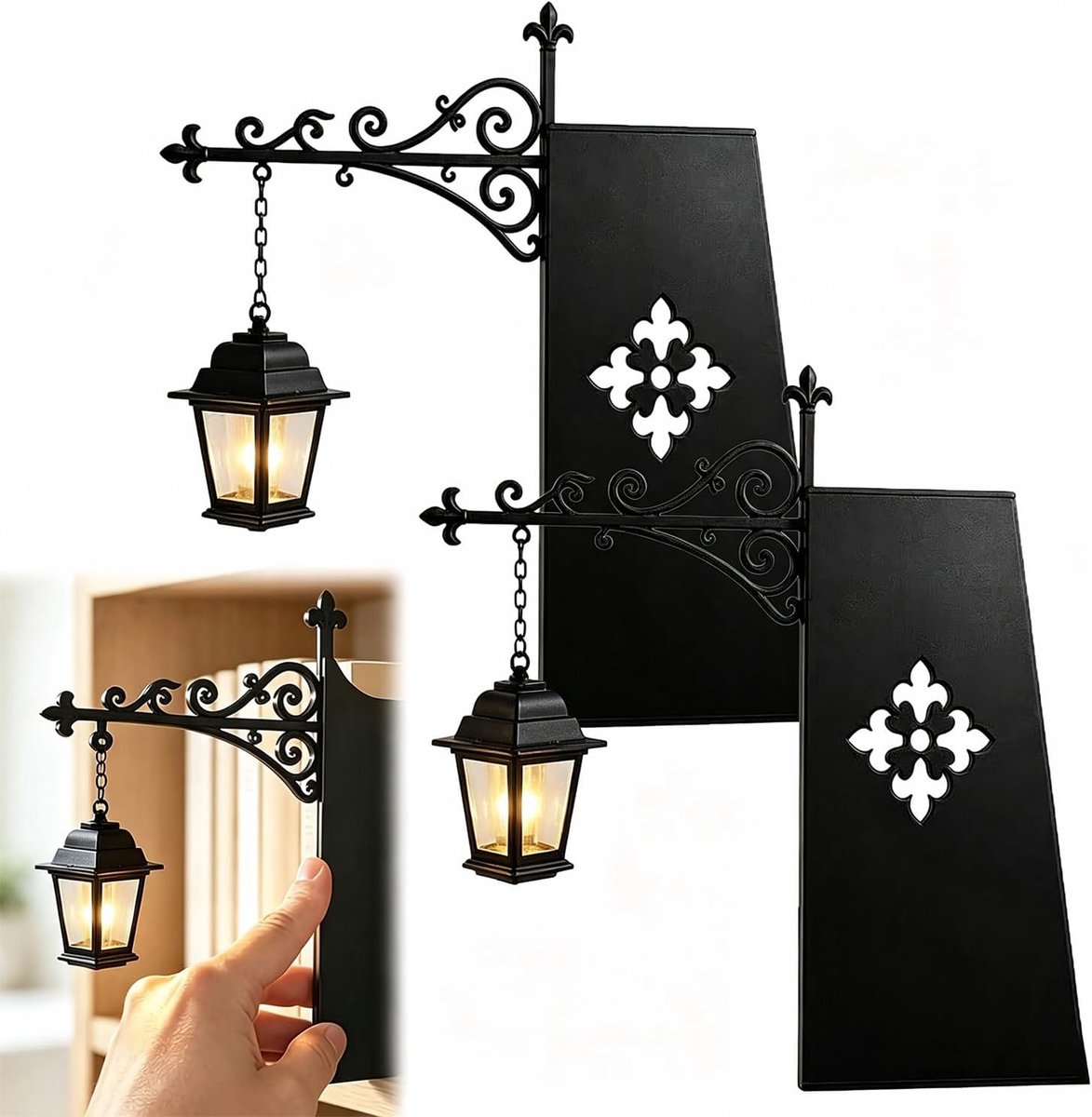 KZQ Boekenkastlamp – Warme LED-verlichting voor boekenkasten (1 stuk), decoratief hangend ontwerp – Geschikt voor boekenkasten, leeshoekjes en werkkamers – Vintage houtstijl