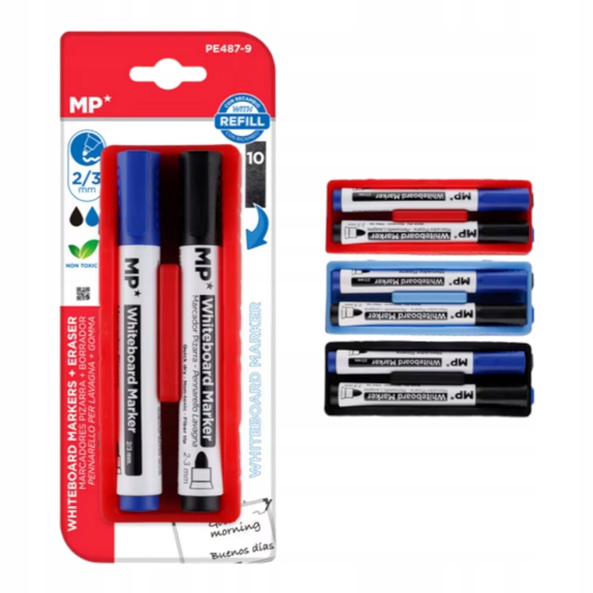 Set whiteboardmarkers en magnetische gum - 2 kleuren