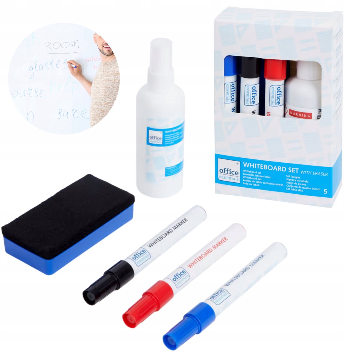 Set van 3 Stuks Whiteboard Markers met Gum - Levendige Kleuren