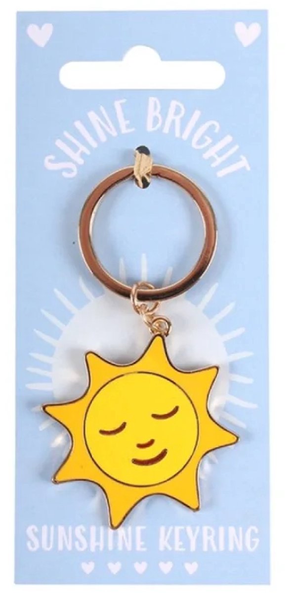 Something Different sleutelhanger zon Shine Bright geel en goudkleurig metaal