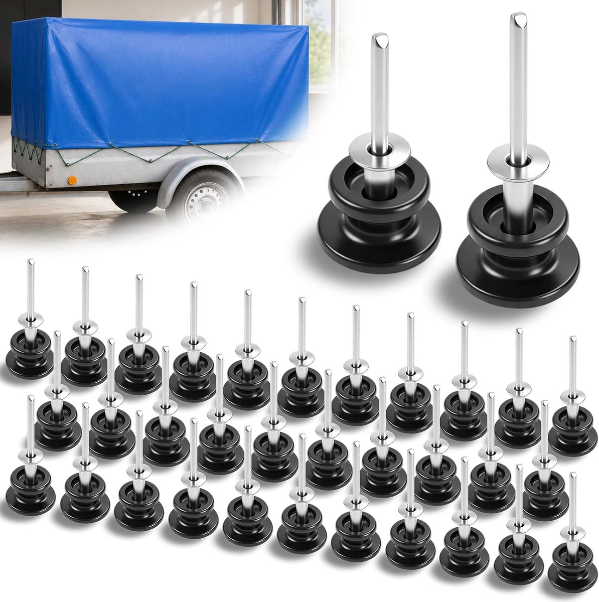 32 set Dekzeilknoppen rond, incl.blinde klinknagels (M6×20,M6×25) - ShopVlot