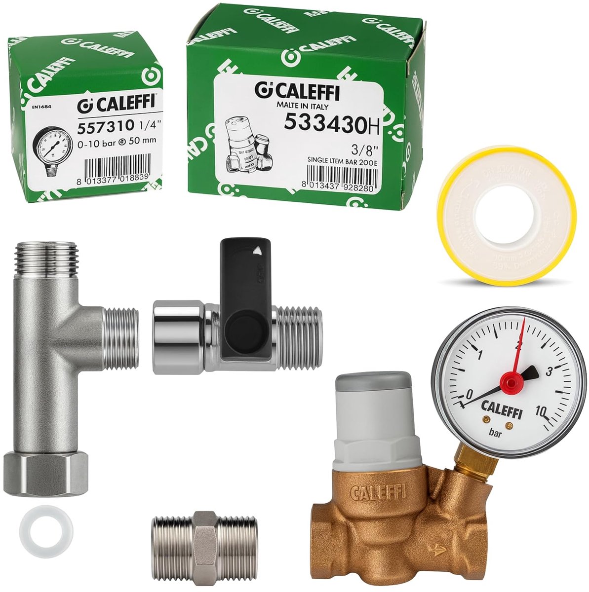 CALEFFI Micro-Slant Seat Pressure Reducer 3/8" inch to 80°C, Pressure Control Range Outlet Side 0.8 to 4 bar - ShopVlot