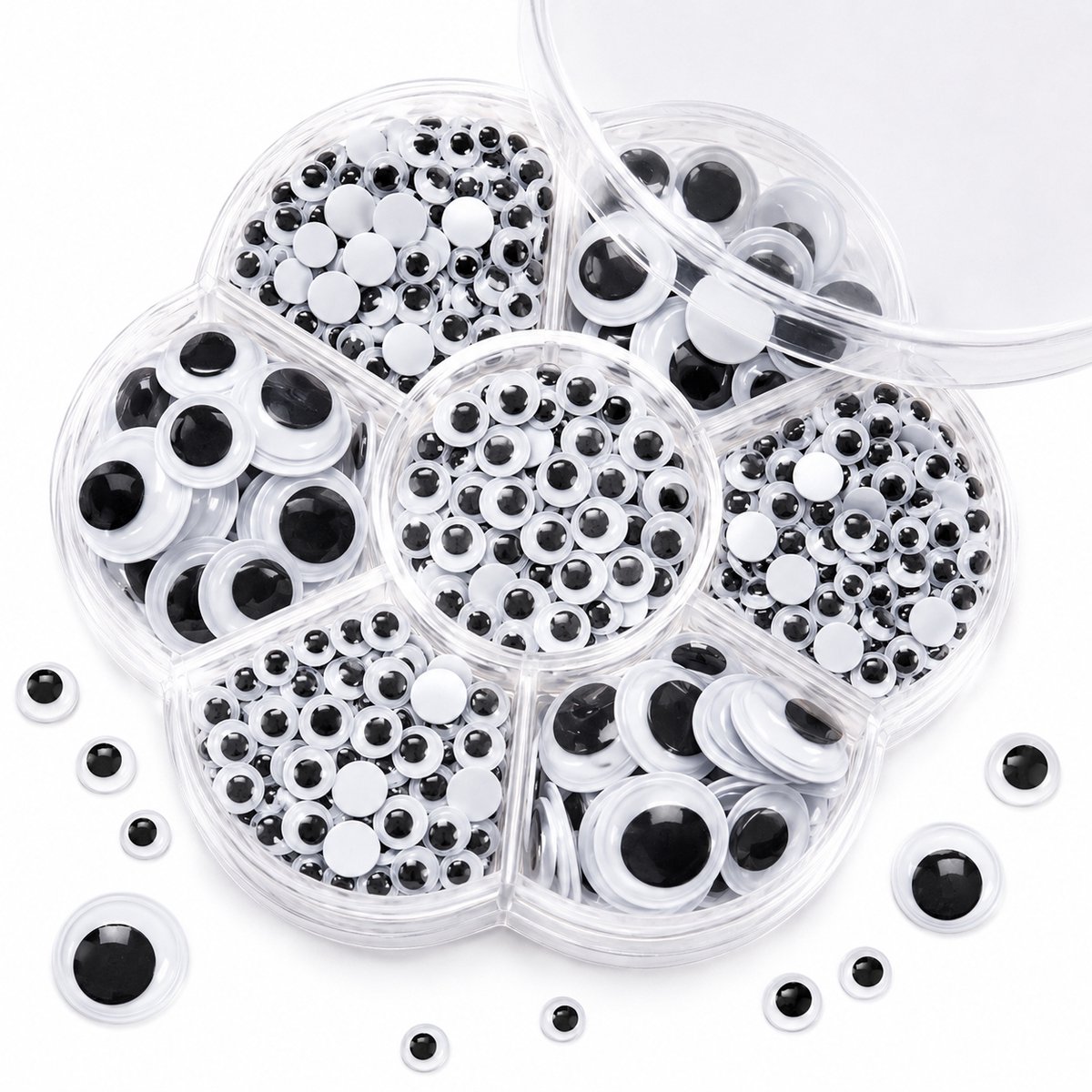 Wiebeloogjes Zelfklevend - Zwart Wit Googly Eyes voor Knutselen - 500 Stuks in Doosje - Knutselen Kind