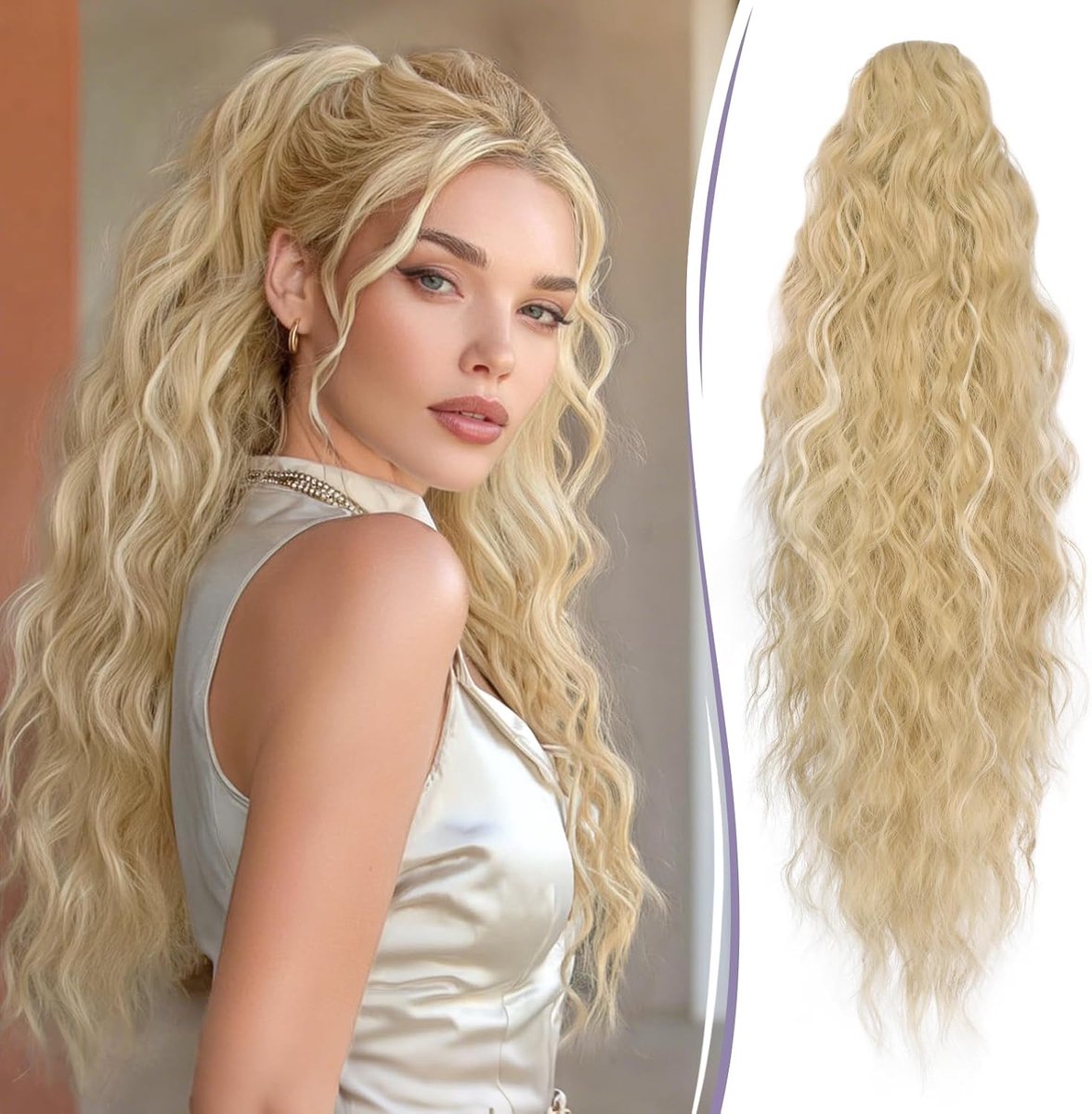 RUWISS Hair Piece Clip 30 Inch Long Wavy Curly Hair Extension Synthetic Hair Extension Braid Clip in Hairpiece - ShopVlot