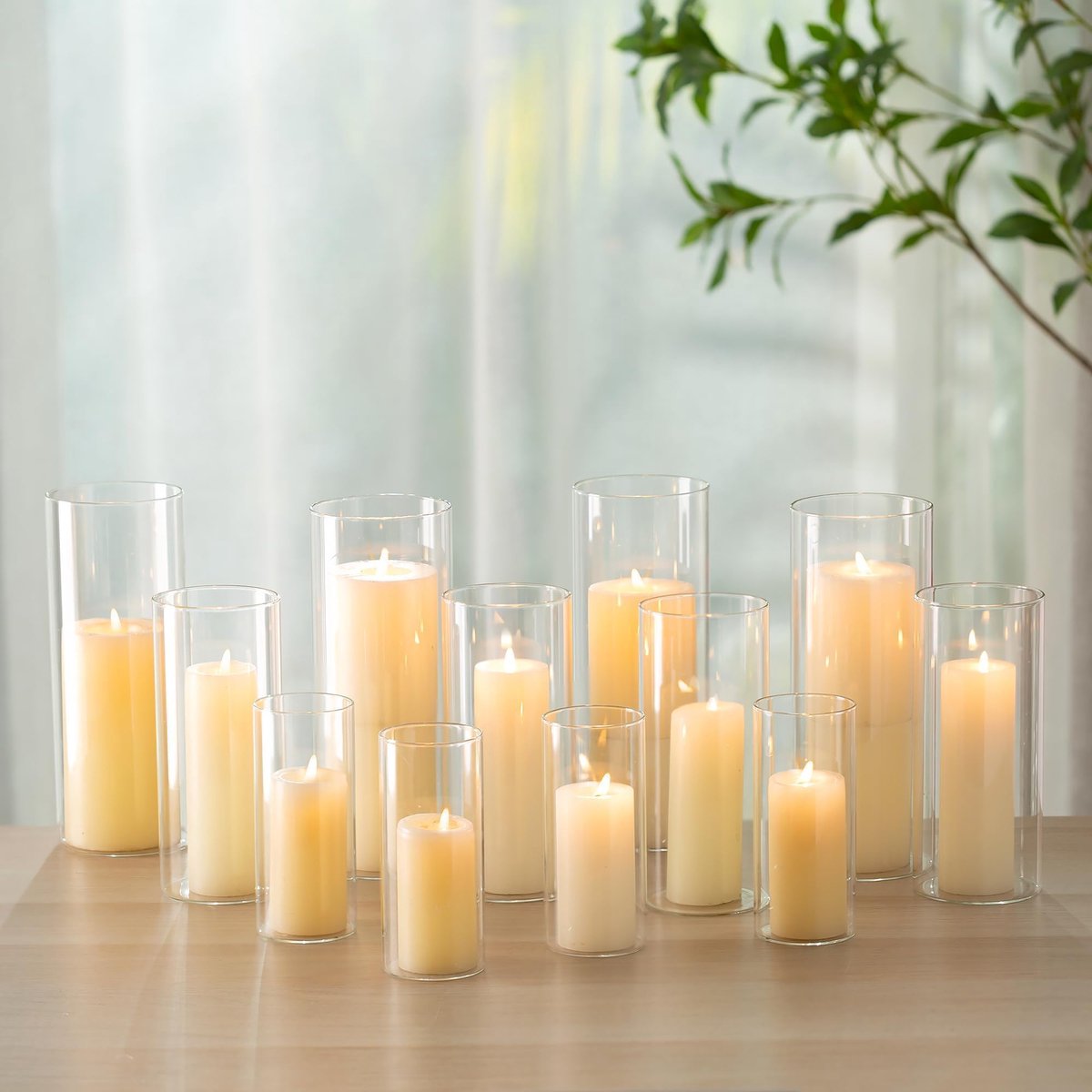 Famanu – Set van 30 heldere glazen cilinders voor bruiloften, 15/20/25 cm