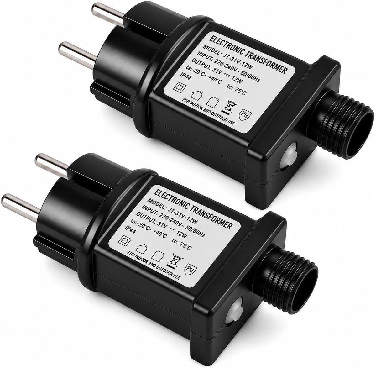 2 stuks knipperlichten voor ledlichtsnoer, 31 V, 6 W, met transformator, met 8 modi, waterdicht IP44, adapter voor - ShopVlot