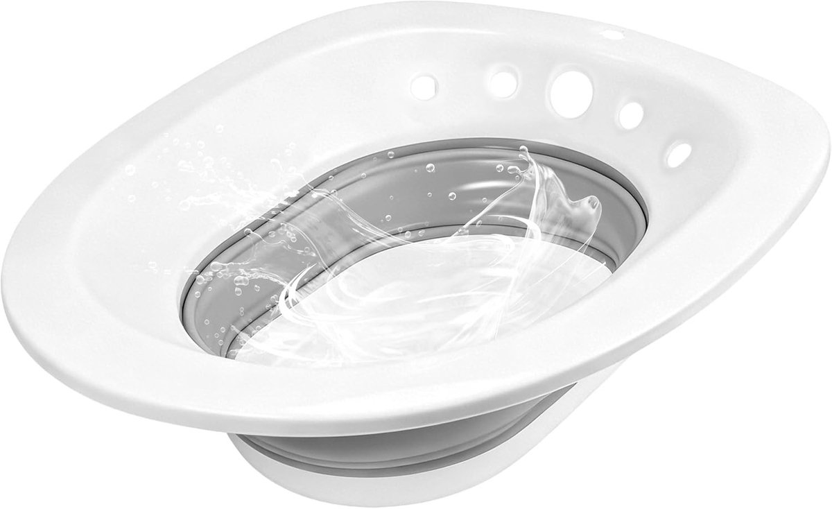 Wasteil opvouwbaar - Wit - 39,6 x 36,7 x 12,5 cm - Polymeer en Siliconen Zitbad voor Toiletgebruik