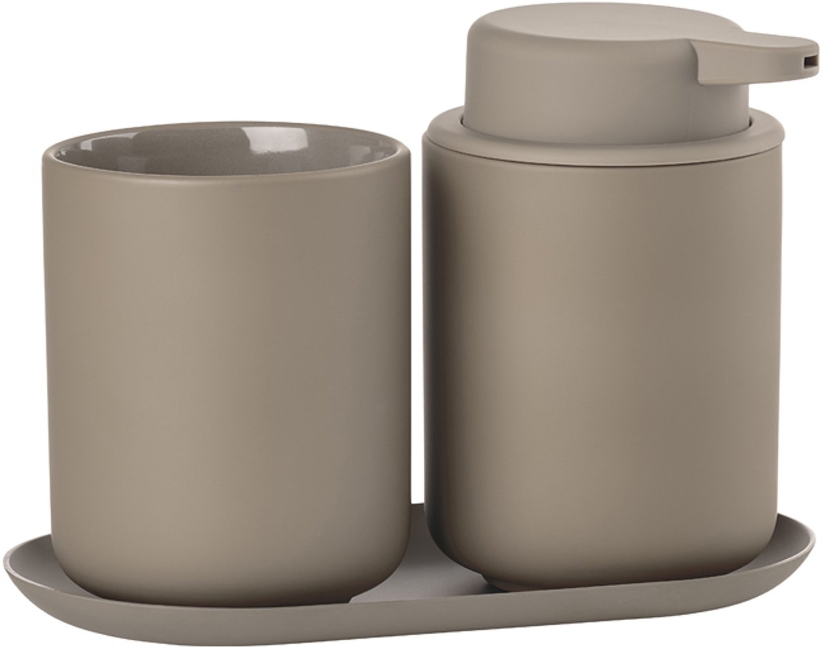 Zone Denmark Ume Badkamerset 18 x 9,5 x 13,5 cm 3 delen Taupe