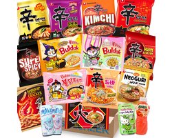 SAMCHEER Korean ramen noodles box - Samyang Buldak, Nongshim Kimchi, Carbonara - 20-delig