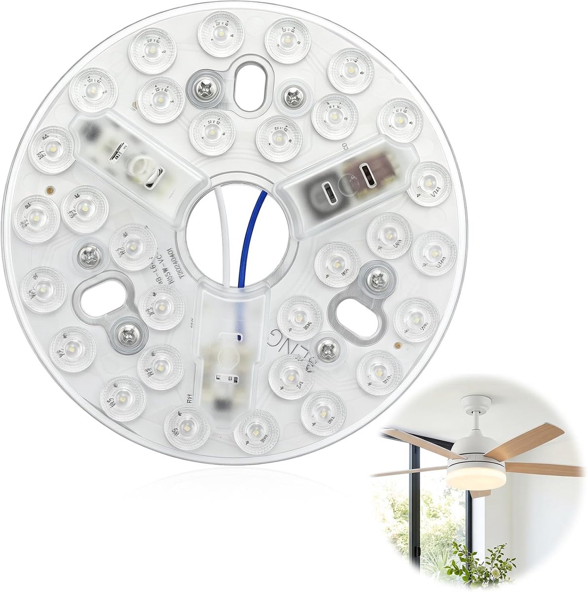 LED Ceiling Fan, Round 15 W, LED Ceiling Fan, 3 Colour Temperature, 3000 K-6500 K for Living Room and Bedroom, Quiet - ShopVlot