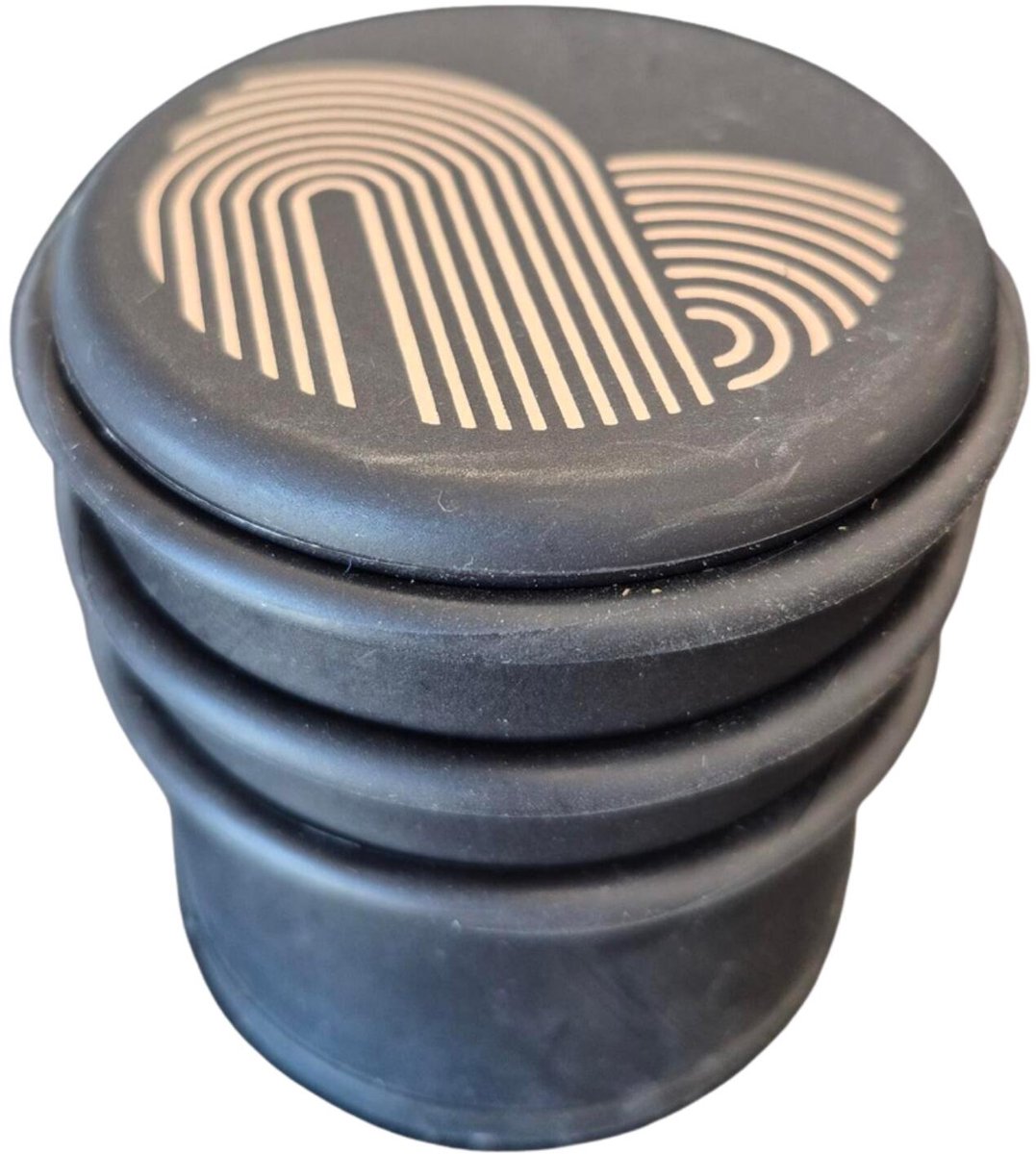 Cogex Deurstopper - zwart - lijnenspel - rubber - D7,5 x H8 cm