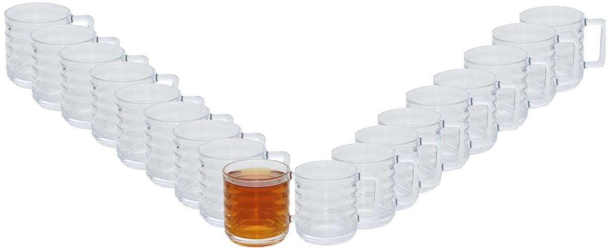Secret de Gourmet Theeglazen / koffie glazen - model Delgado - transparant bewerkt helder glas - 18x stuks - 320 ml