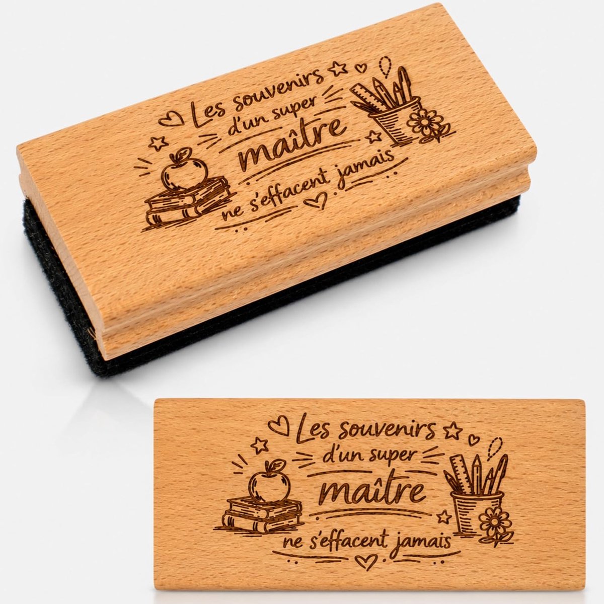 ERNESTINE - Houten borstel voor meesterbord – cadeau voor leraren en leraren – cadeau voor leraren – personaliseerbaar - ShopVlot