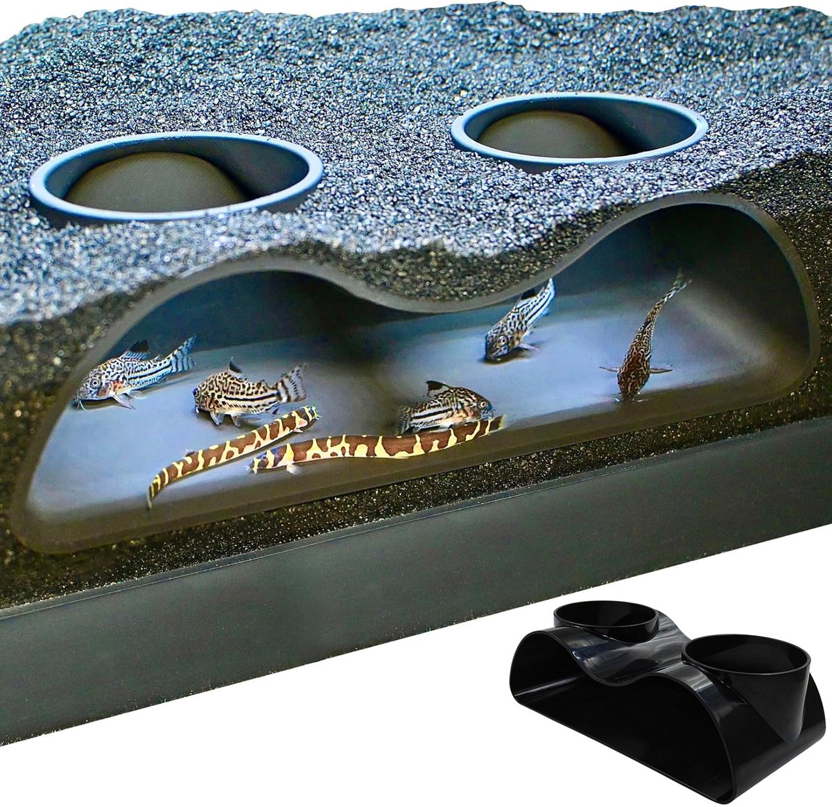 REFTTENW Aquarium Decoratie Grot Ornamenten - Aquarium Ondergrondse Tunnel Voor Vis En Garnalen - Schuilplaats Vissen Met 2 Ingangen